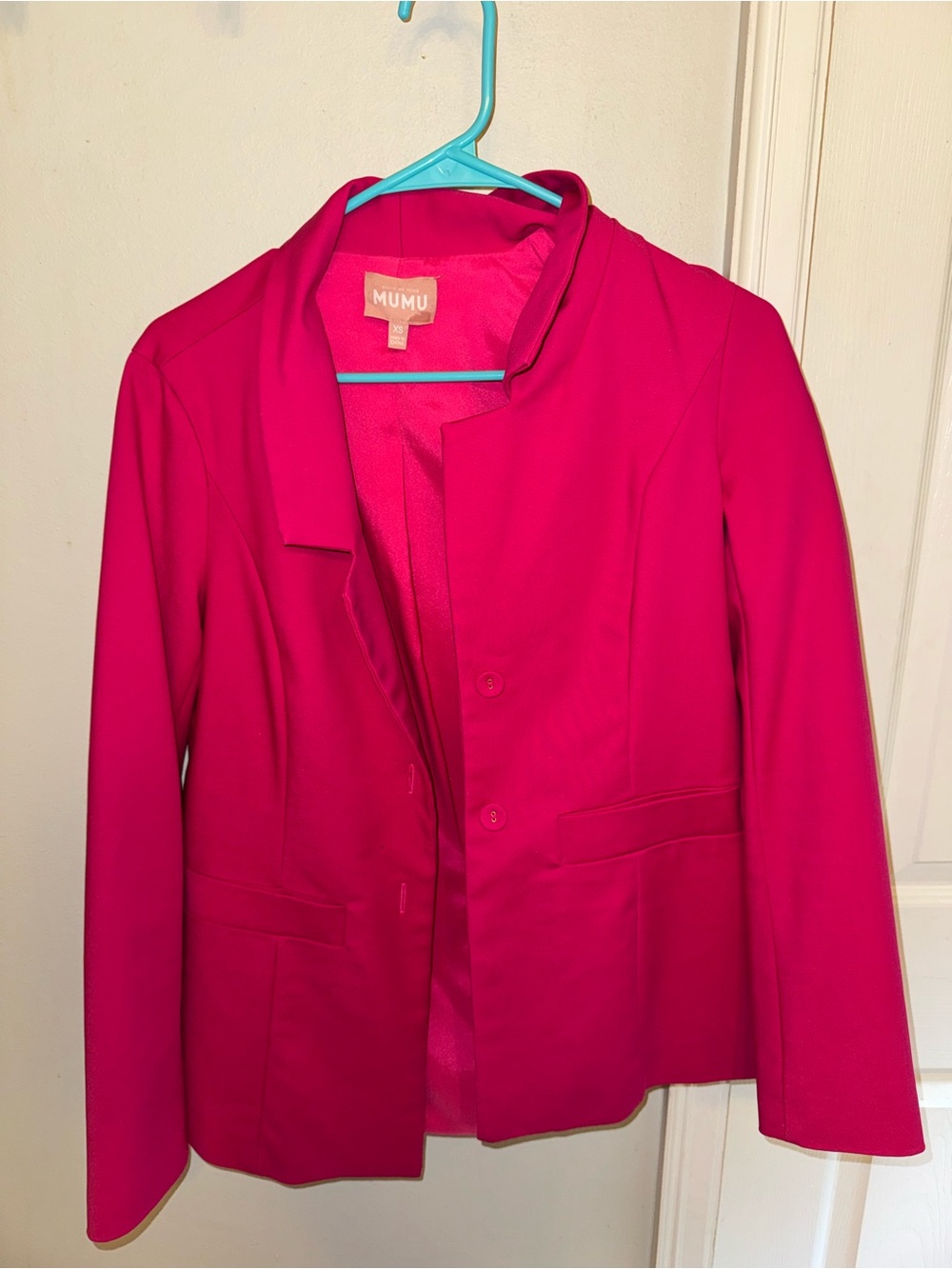 Show me Your Mumu Women's Hot Pink Tailored Blazer Jacket